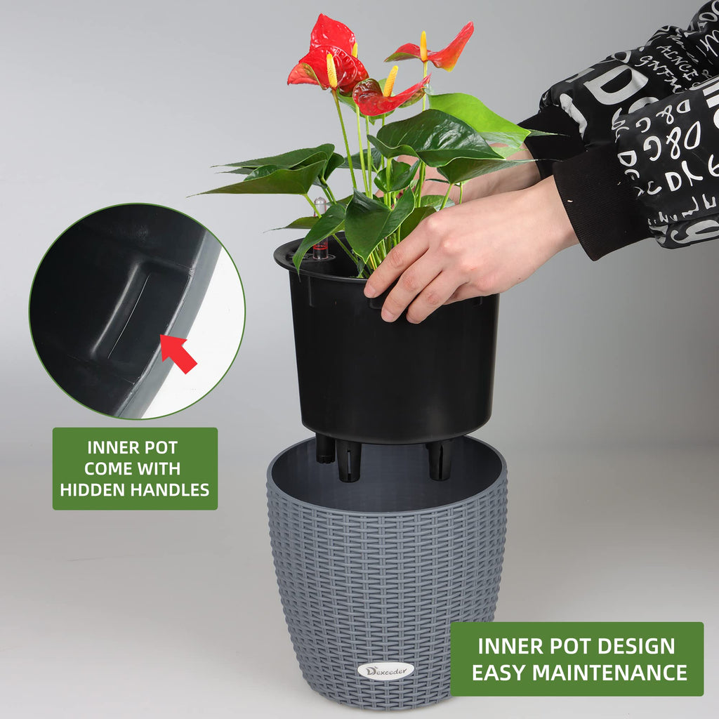 9x8 Self Watering Planter (Deep Gray Rattan)
