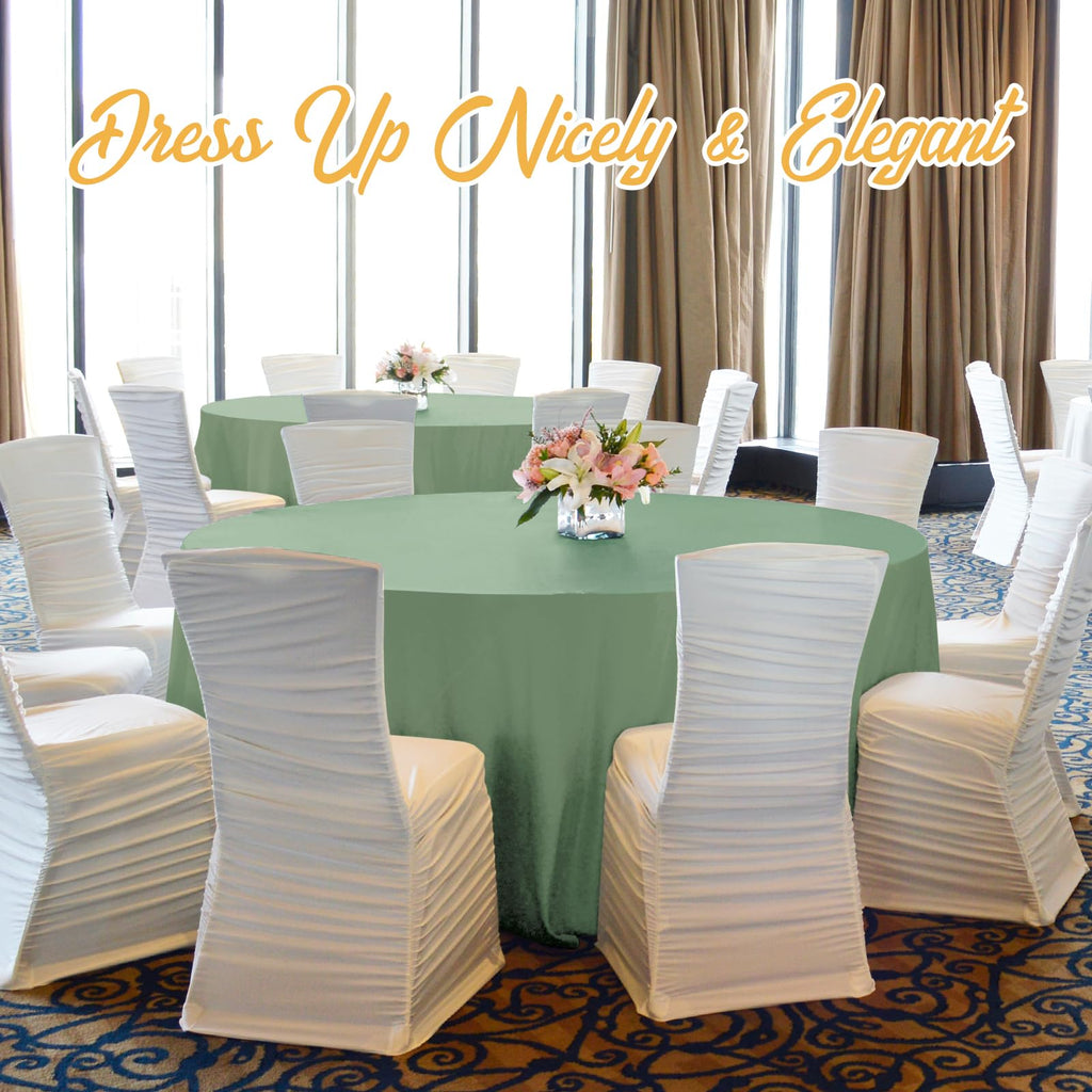 6 Pack Sage Green Round Tablecloths 120 Inch for 60" Tables