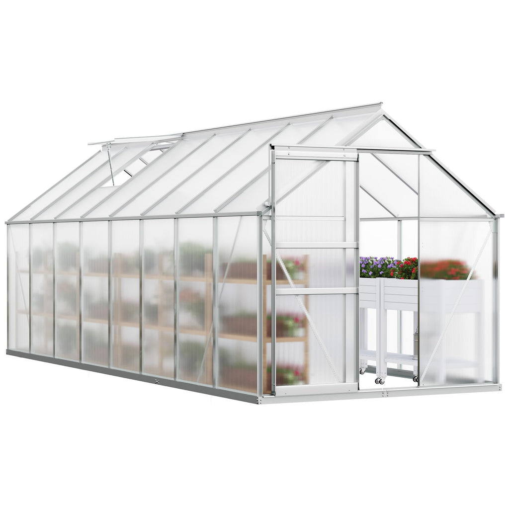 16x6FT Polycarbonate Greenhouse for Outdoors, Large Heavy Duty Aluminum Greenhouses with Sliding Doors and Vent