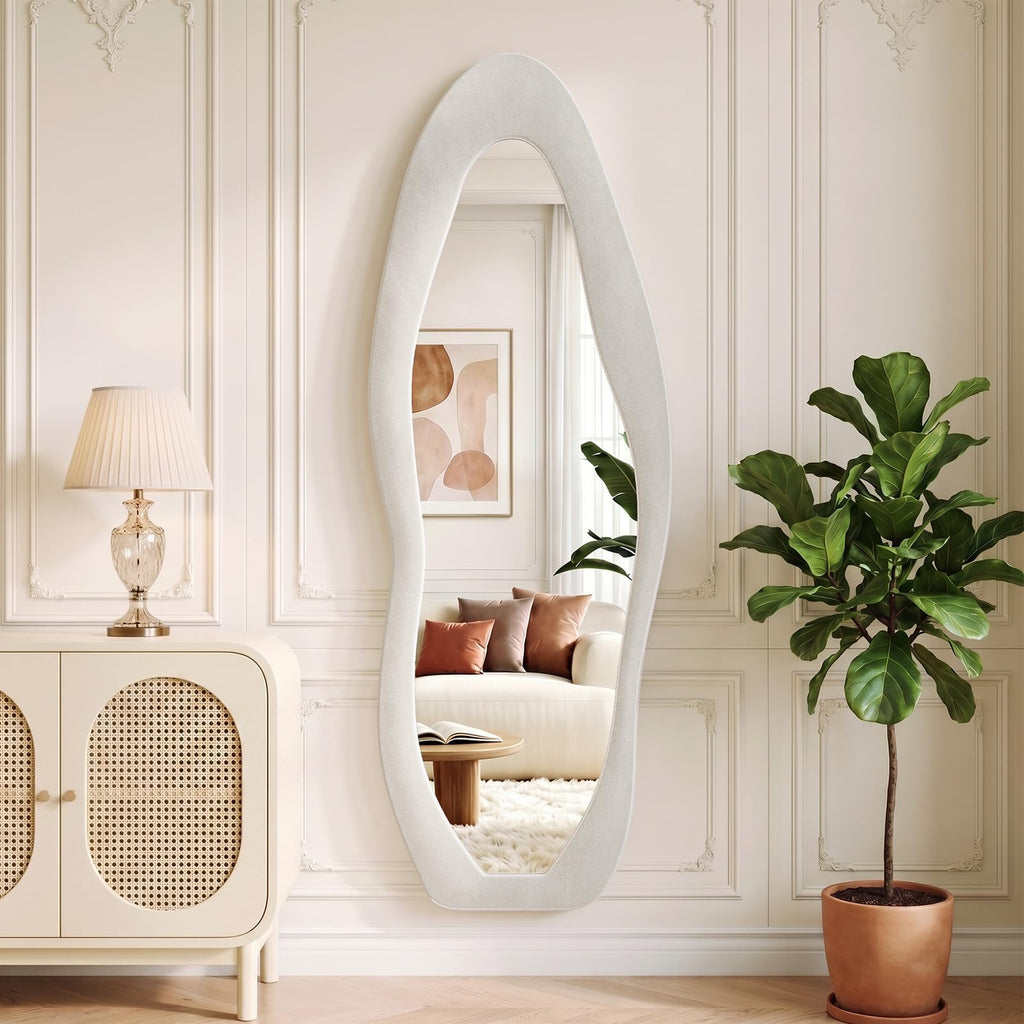 Full Length Mirror 63"x24", Irregular Flannel Floor Mirrors