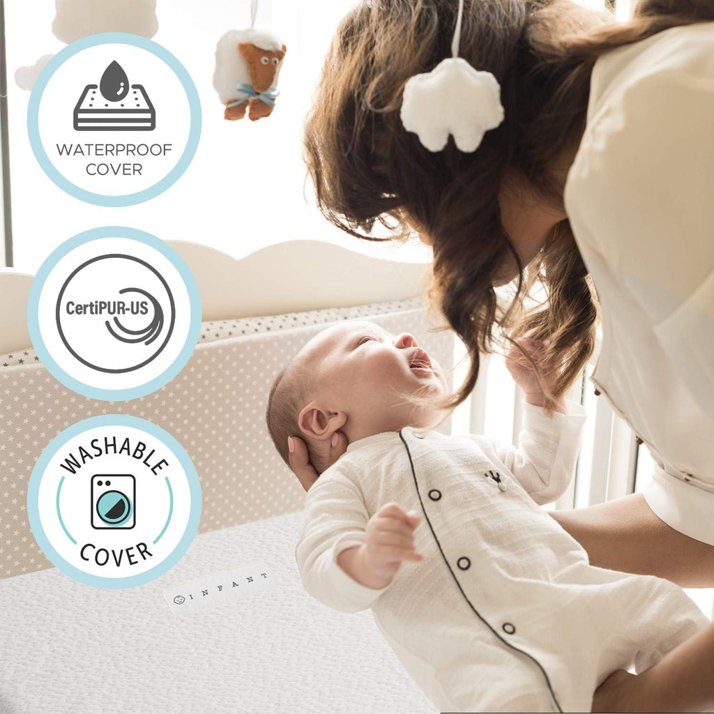 Organic Cotton Covered 2-Sided Crib Mattress | Premium Memory Foam Hypoallergenic Light 2-in-1 Baby Mattress, Firm
