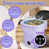 Mini Washing Machine 16L Foldable Small Washer for Underwear, Socks, Baby Clothes - 3 Cleaning Modes with Spin Dryer
