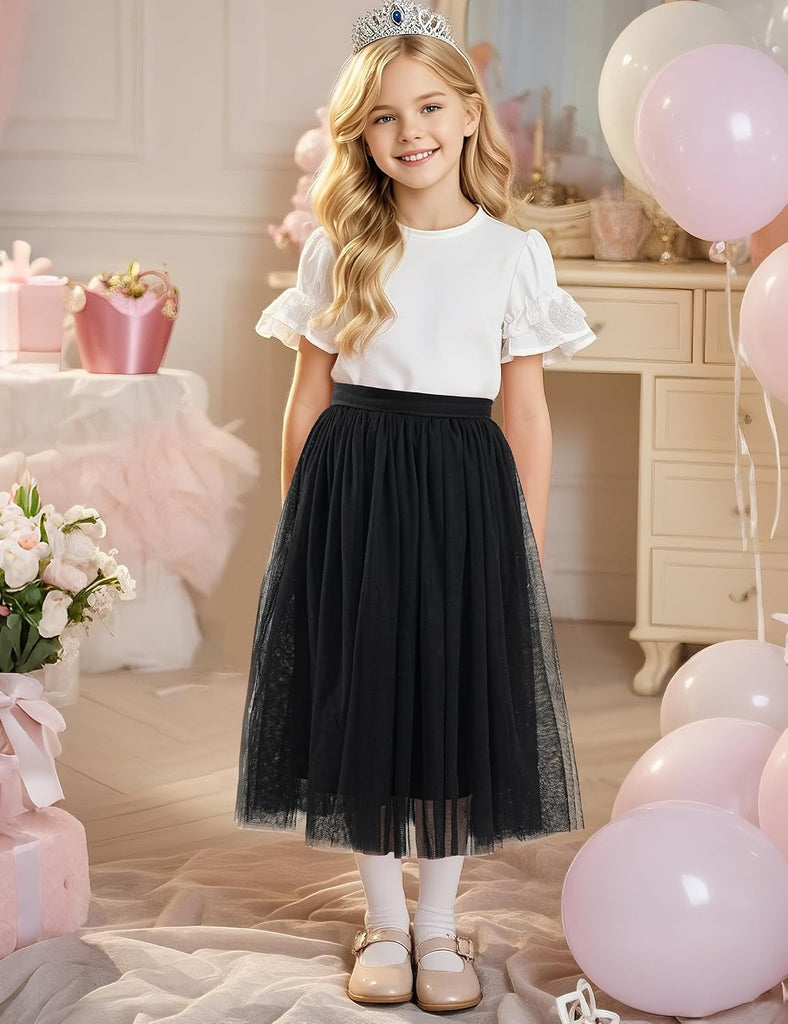 Girls Tulle Skirts A-line Mesh Skirt Long Tutu Skirts for Girls