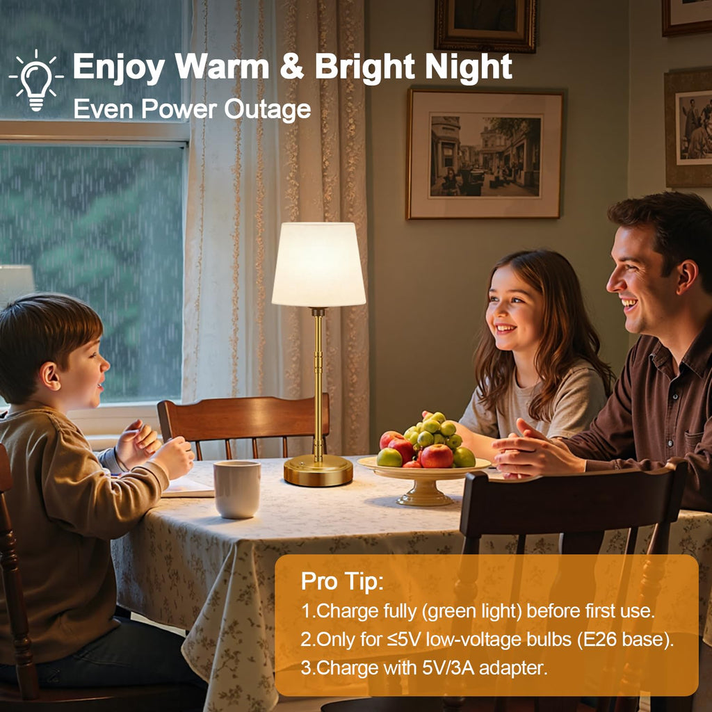 Cordless Table Lamps Set of 2 - Battery Operated Lamp with 7500mAh Rechargeable Battery, Stepless Dimmable Vintage