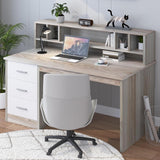 Home Office Desk with Drawers, 46" Small Desk, Computer Desk with Hutch and Drawers, Study Desk with Storage