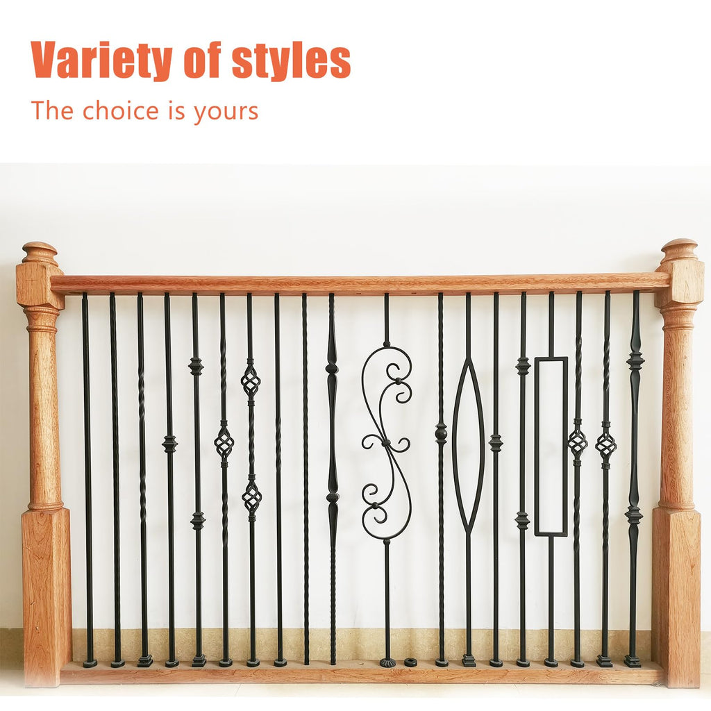 10 Pcs Wrought Iron Balusters, Hollow Double Knuckle Balusters