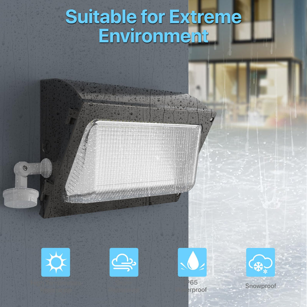 LED Wall Pack Light: 120W Wall Pack LED Exterior Light with Motion Sensor - 15600lm Glass Lens LED Security Flood for