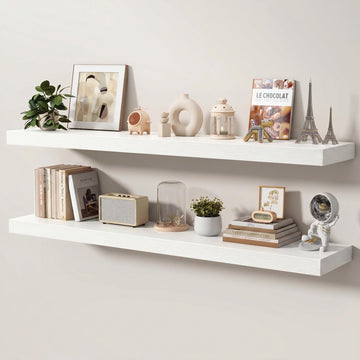 Floating Shelves for Wall, 55 Inch x 8 Inch Deep Wall Mounted Wood Shelf with Invisible Brackets for Storage &