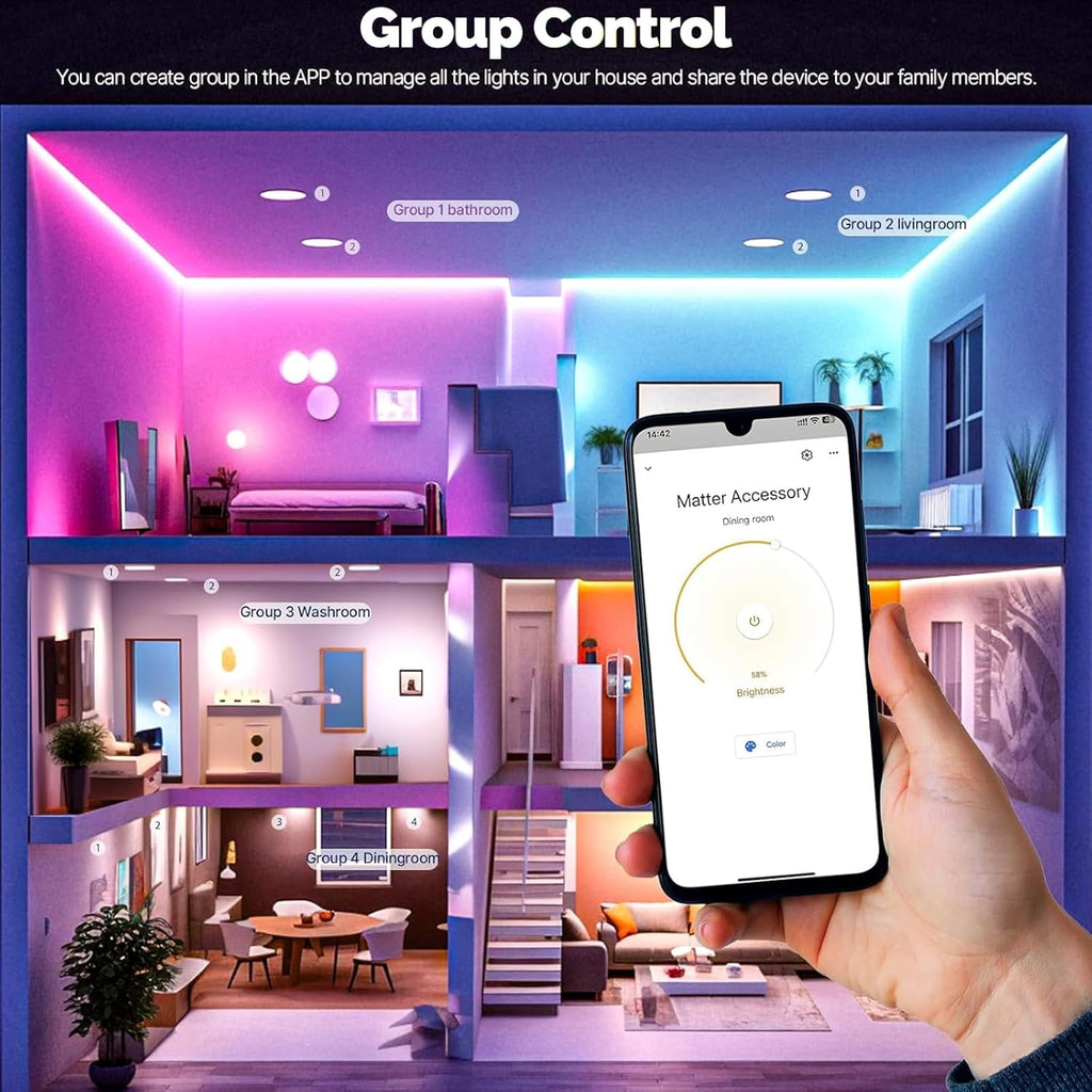 Matter WiFi ST64 Edison Smart Bulbs, Color Changing Light Bulb, 16 Million RGB Colors & Tunable White, Works with