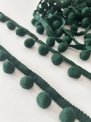 Green Pom Pom Trim Ribbon 15mm Ball Fringe Trim for Sewing Accessory Decoration DIY Crafts - 10 Yards