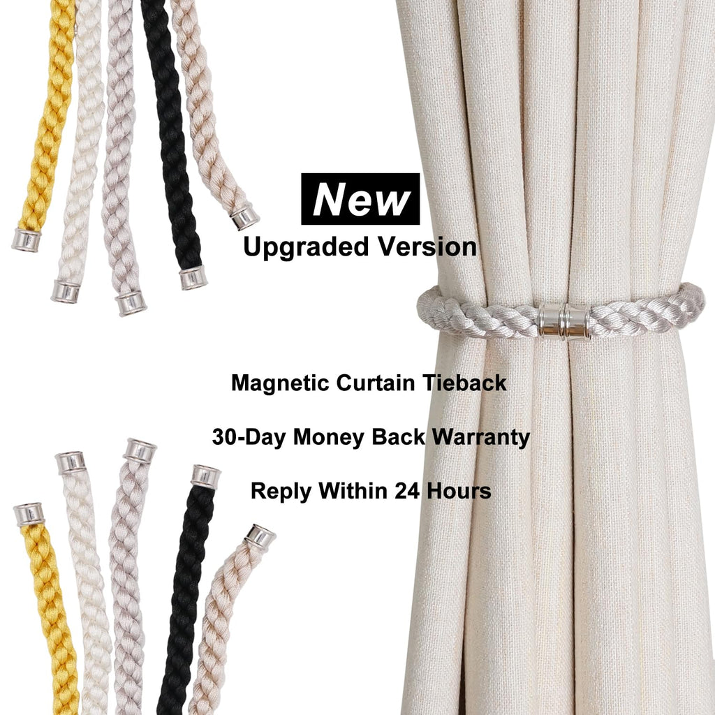 Magnetic Curtain Tiebacks, 4pcs Modern Handmade Rope Curtain Tie Backs Decorative Curtain Holdbacks Holders Cord