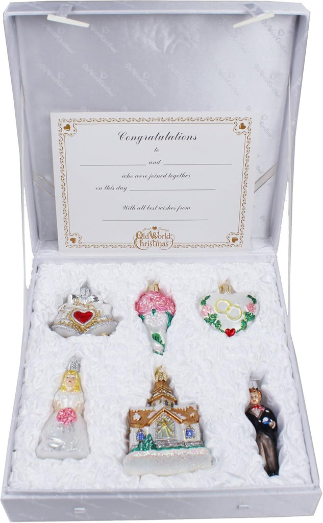 Wedding Collection Glass Ornament - Set of 6