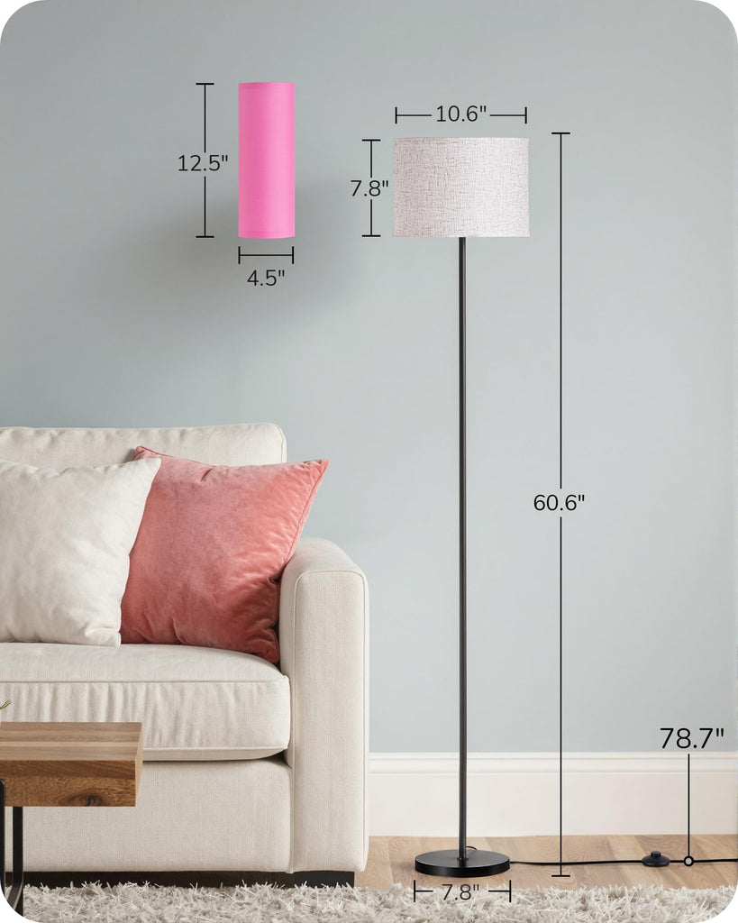 2 Lampshades Modern Floor Lamps Pink