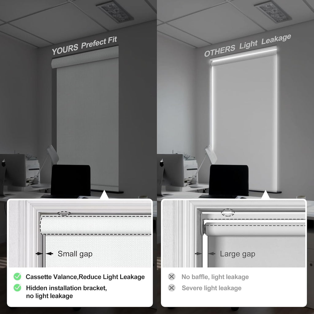 Blackout Roller Shades for Windows, White, 21" W x 36" H