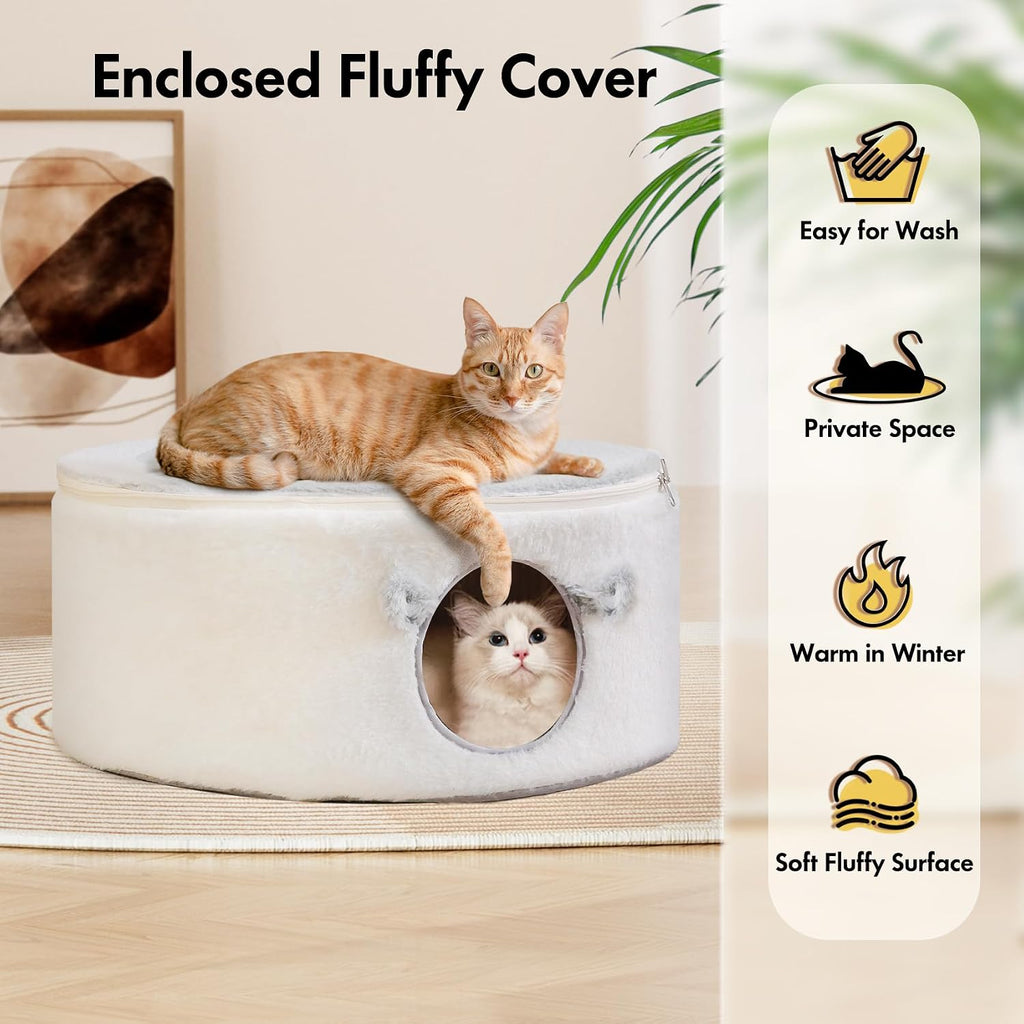 Enclosed Cat House for Indoor Cats, Pet Cave with Washable Cover