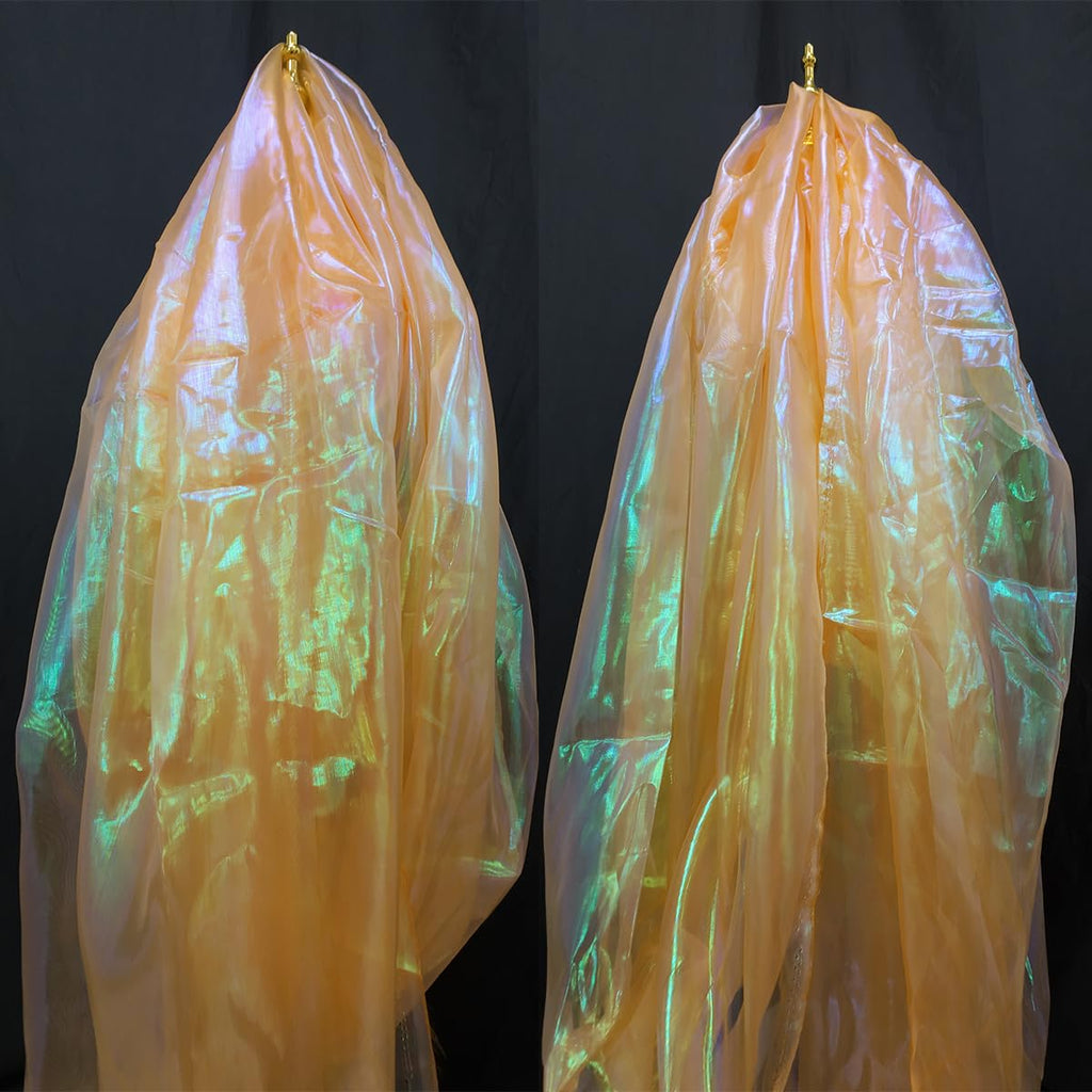 11 Yard Long 59" Wide Organza Lace Fabric - Magic Rainbow Laser Gradient, Iridescent Holographic for Wedding Dress