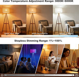 58.3" Mid-Century Tripod Floor Lamp with Shelf, Hidden Wiring, RGB Dimmable Bulb Included, Remote & App Control