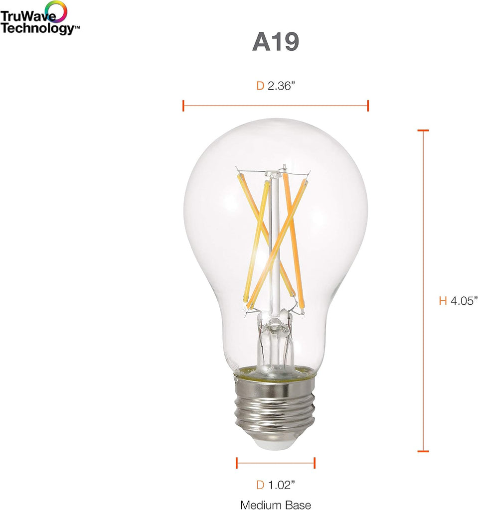 Led Truwave Natural Series Light Bulb, 60W Equivalent, Efficient 8W A19, Medium Base, Dimmable, 800 Lumens, 2700K