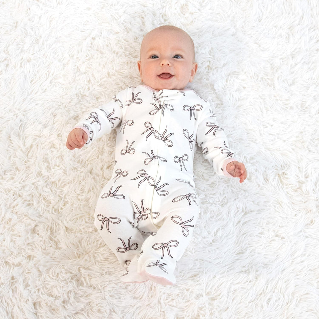 Sleepers for Girls Set of Soft Cotton Footed Pajamas for Newborns & Infants - Pink Balletcore