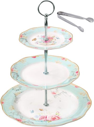 Light Blue 3-tier Ceramic Cake Stand- Cupcake Stand