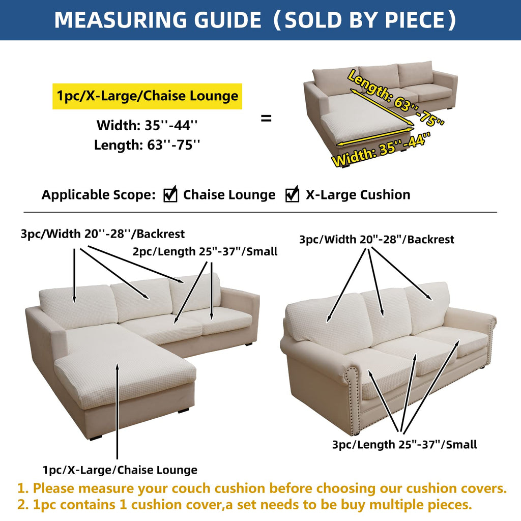 Sectional Couch Covers Chaise Cushion Cover for Sofa L Shape Chaise Lounge Magic Stretch 3 Cushion Couch Slipcover