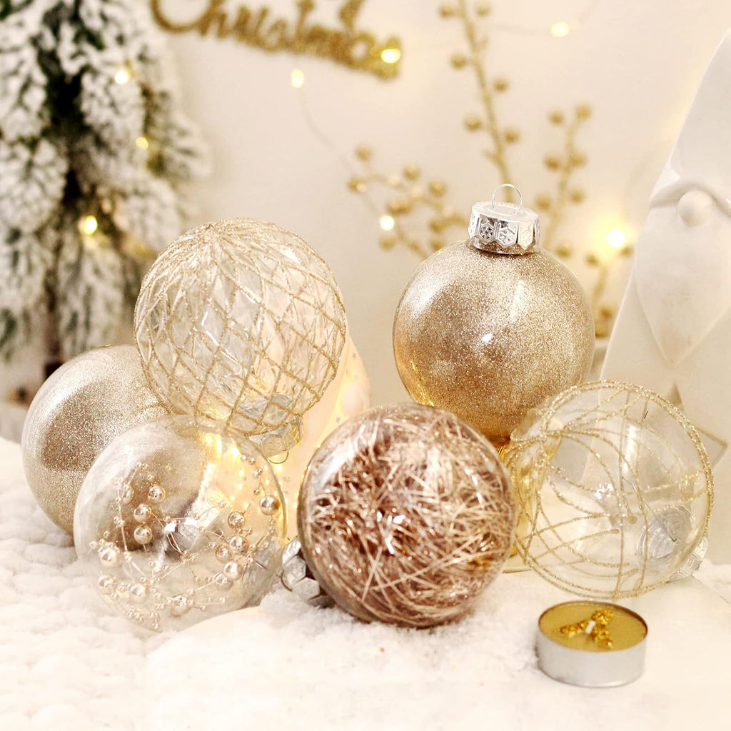 Clear Plastic Christmas Ball Ornaments, 30ct 2.36 Inch Champagne Balls for Tree Decoration - Shatterproof for Holiday