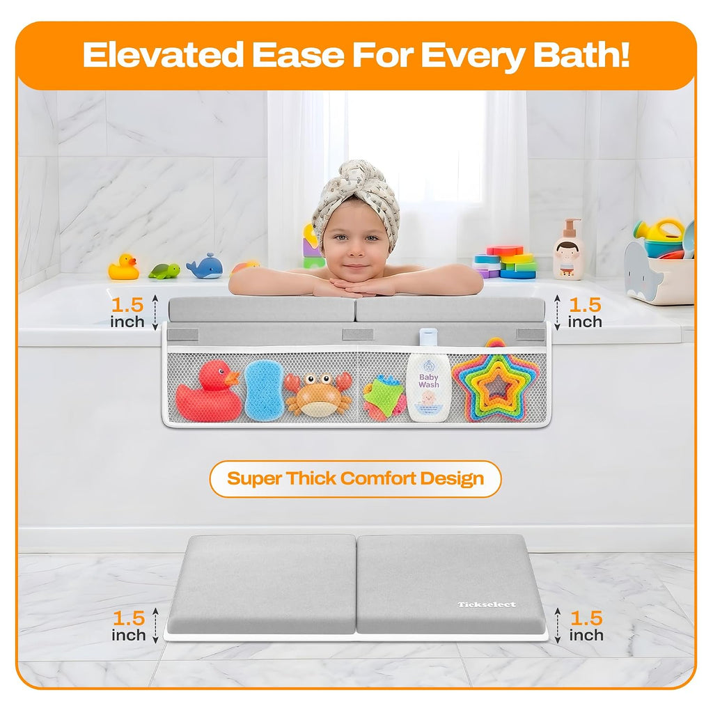 Bath Kneeler and Elbow Rest Pad Set-Baby Bath Kneeler with 1.5'' Comfortable Thick Memory Foam, Non-Slip Knee & Arm