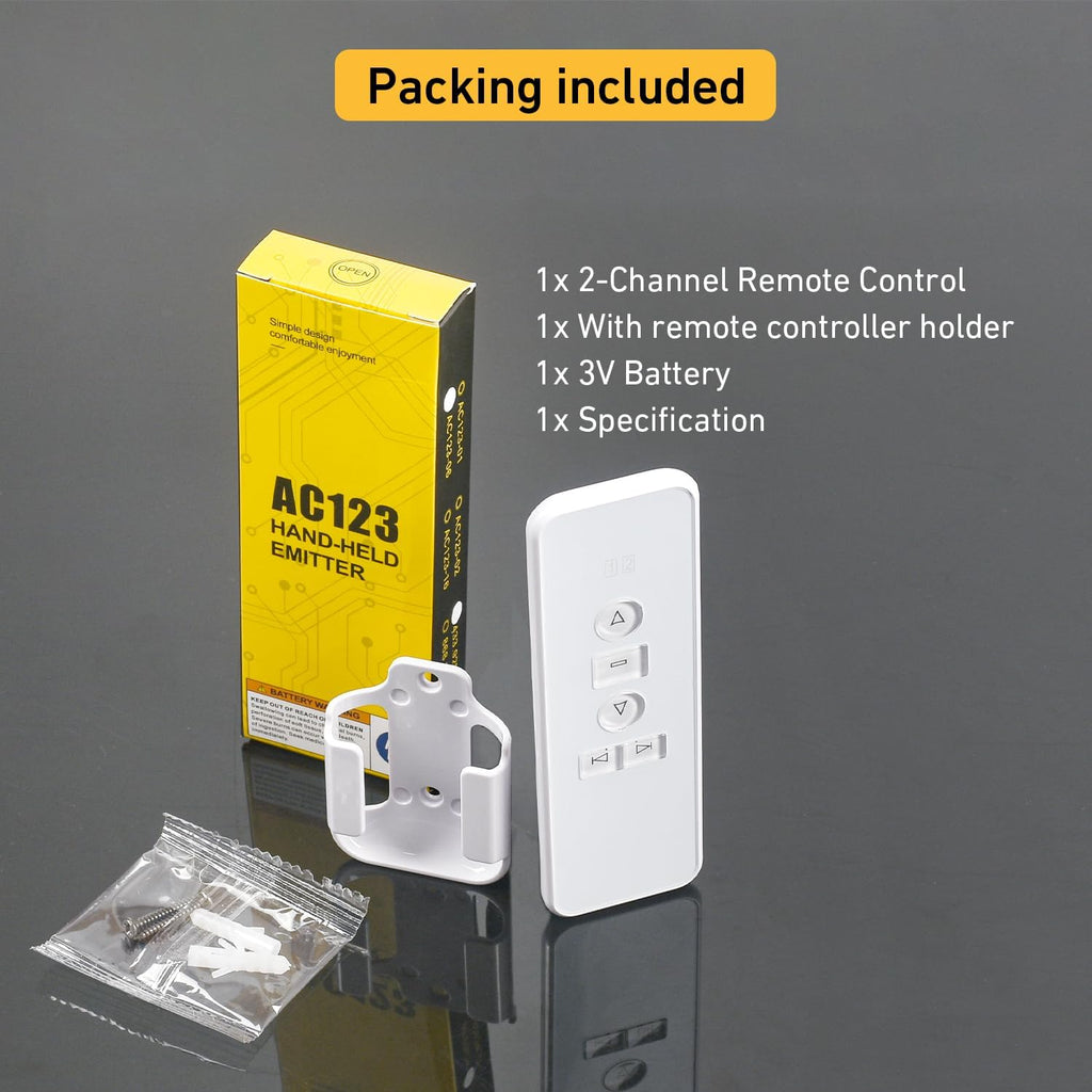2 Channel Controller, RF433.92 Transmitter, Motorized Roller Shade Accessories for Motorized Blinds & Shades - White