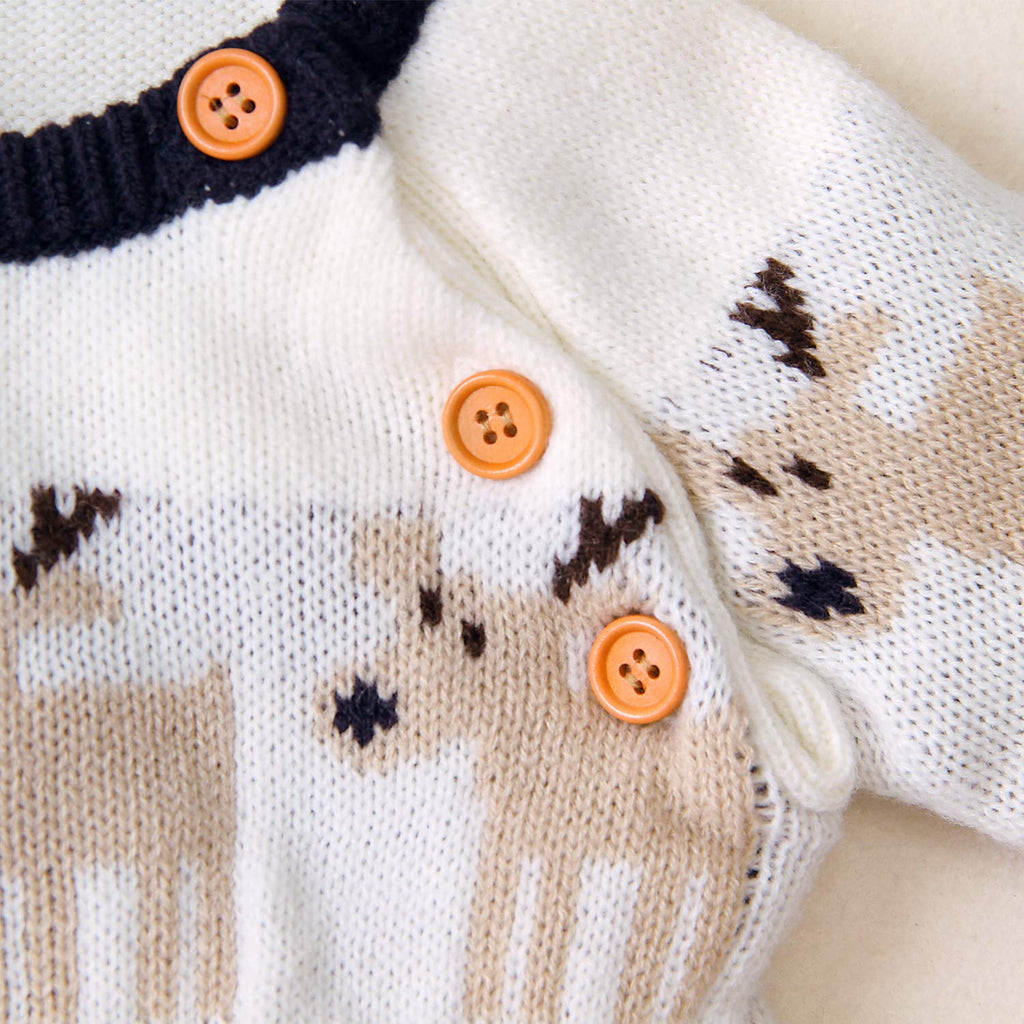 Baby Christmas Sweater Toddler Reindeer Outfit Long Sleeve Red Clothes (Deep Blue-Jumpsuit, )