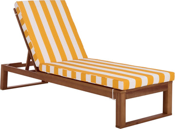 Outdoor Patio Furniture Collection - Sophie Natural Brown Solid Wood Chaise Lounge Chair, Adjustable Reclining
