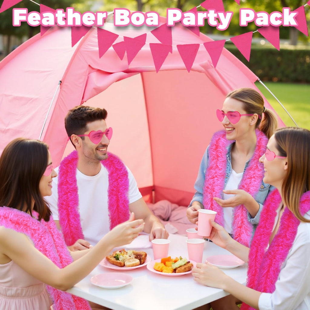 Feather Boas Party Pack (2m/6.6ft) pink feather boa Heart Sunglasses