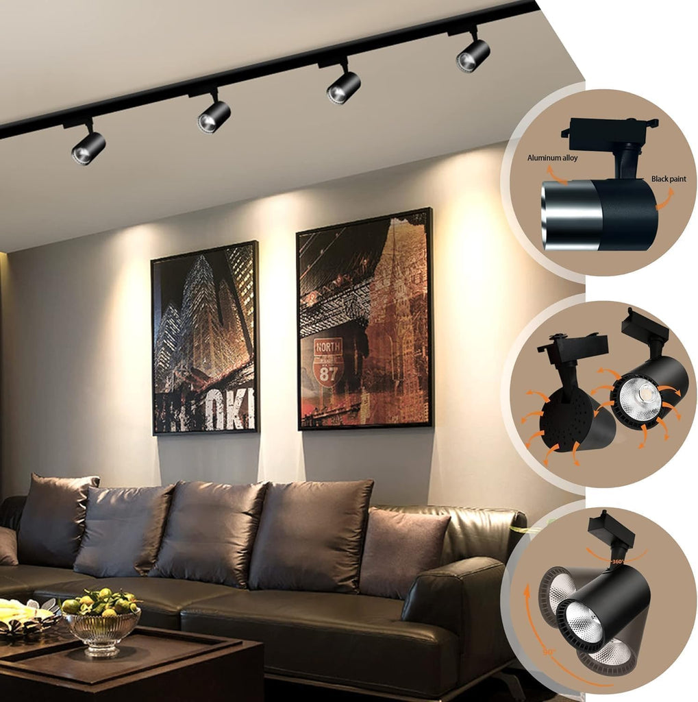 J&L Type LED Track Lighting Kit Dimmable Adjustable Angle Light Heads