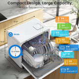 Countertop Portable Mini Dishwasher, 9 Programs,167℉ High-Temp, Hot Air Drying, Air Refresh, 360° 3 Spray, 24H Timing