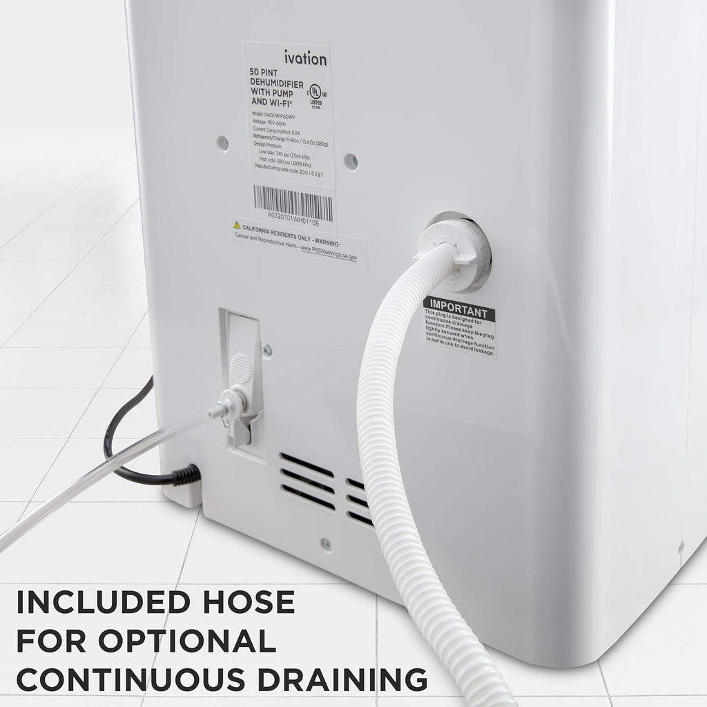 4,500 Sq Ft Smart Wi-Fi Energy Star Dehumidifier with App, Continuous Drain Hose Connector, Programmable Humidity