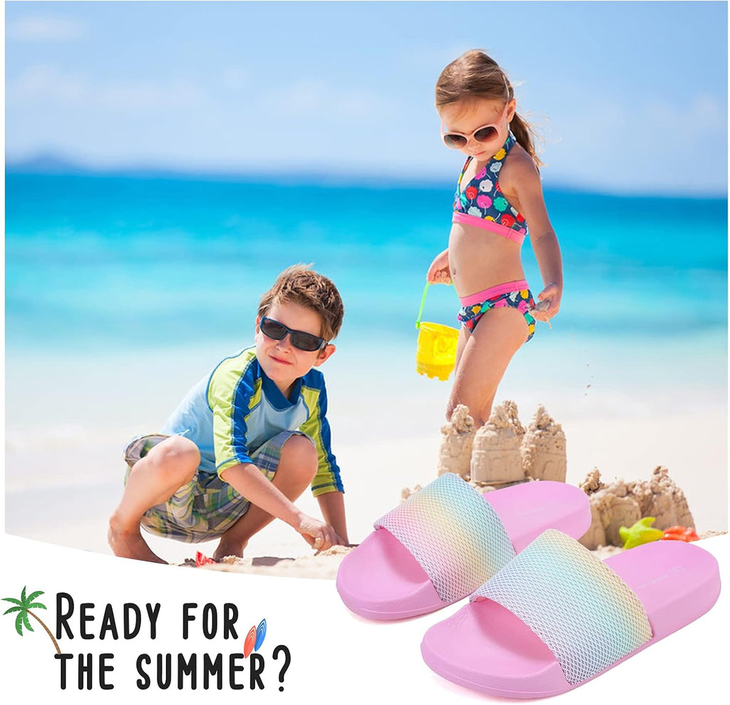 Girls & Boys Slide Sandals Kids Summer Slippers Slip On for Outdoor Beach Pool Shower (Little Kid/Big Kid)