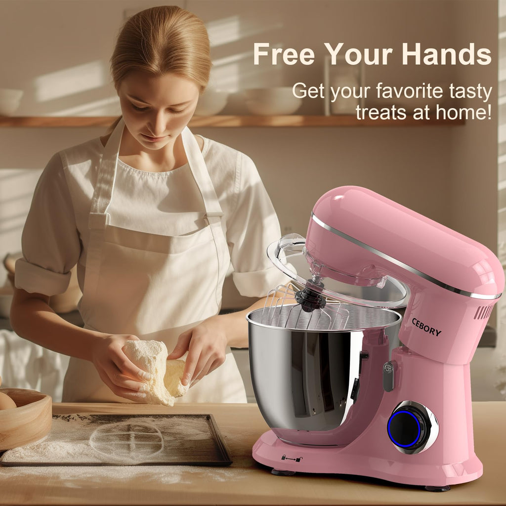 3-IN-1 Electric Stand Mixer, 6.5QT Bowl 660W 10-Speed Kitchen Mixer, Household Food Mixers include Dough Hook, Beater