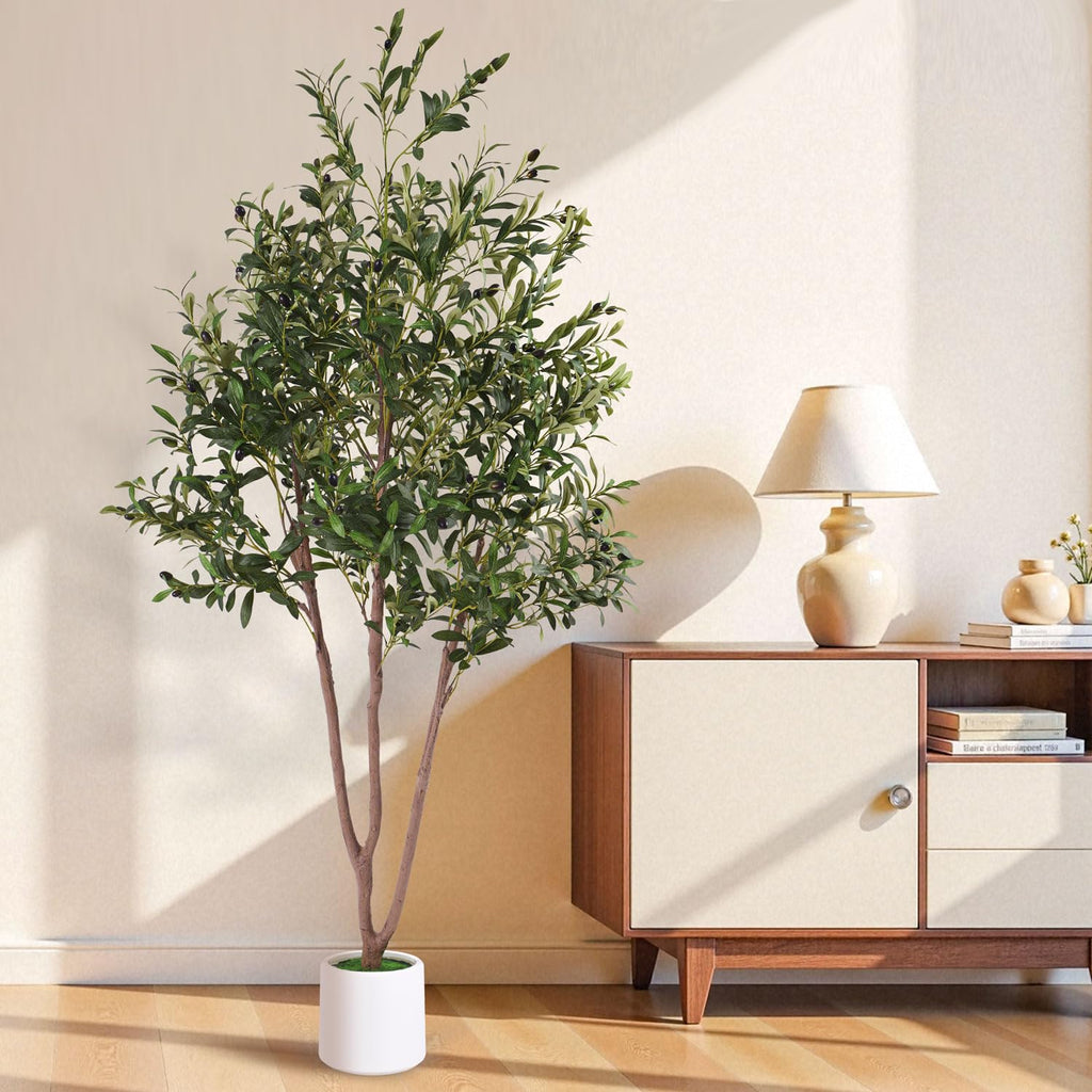 6FT Olive Tree Artificial Indoor Plant, Fake Olive Tree, Lifelike Moss Potted