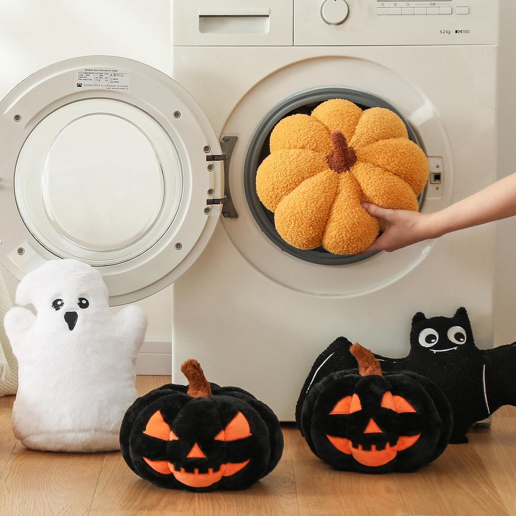 Pumpkin Pillows, Halloween Pumpkin Pillow, Off White - Set of 2