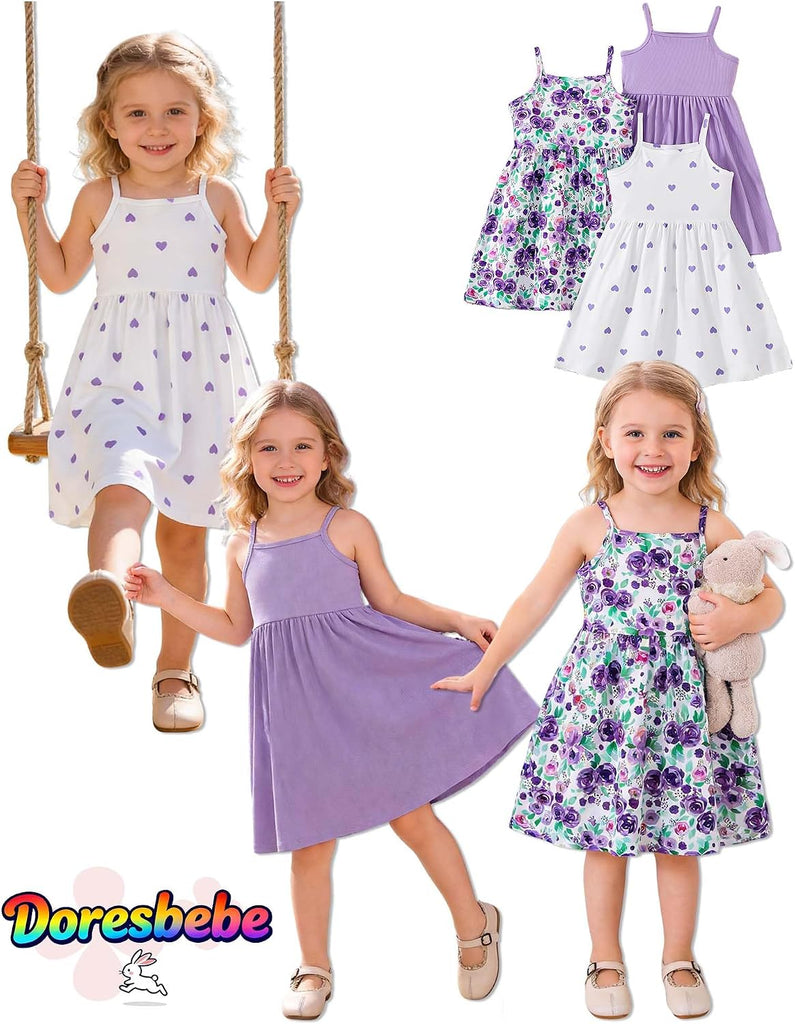 Toddle Girls Dresses Little Kid Sundresses Spring Outfits Summer Clothes Sport Playwear Dress+Bag