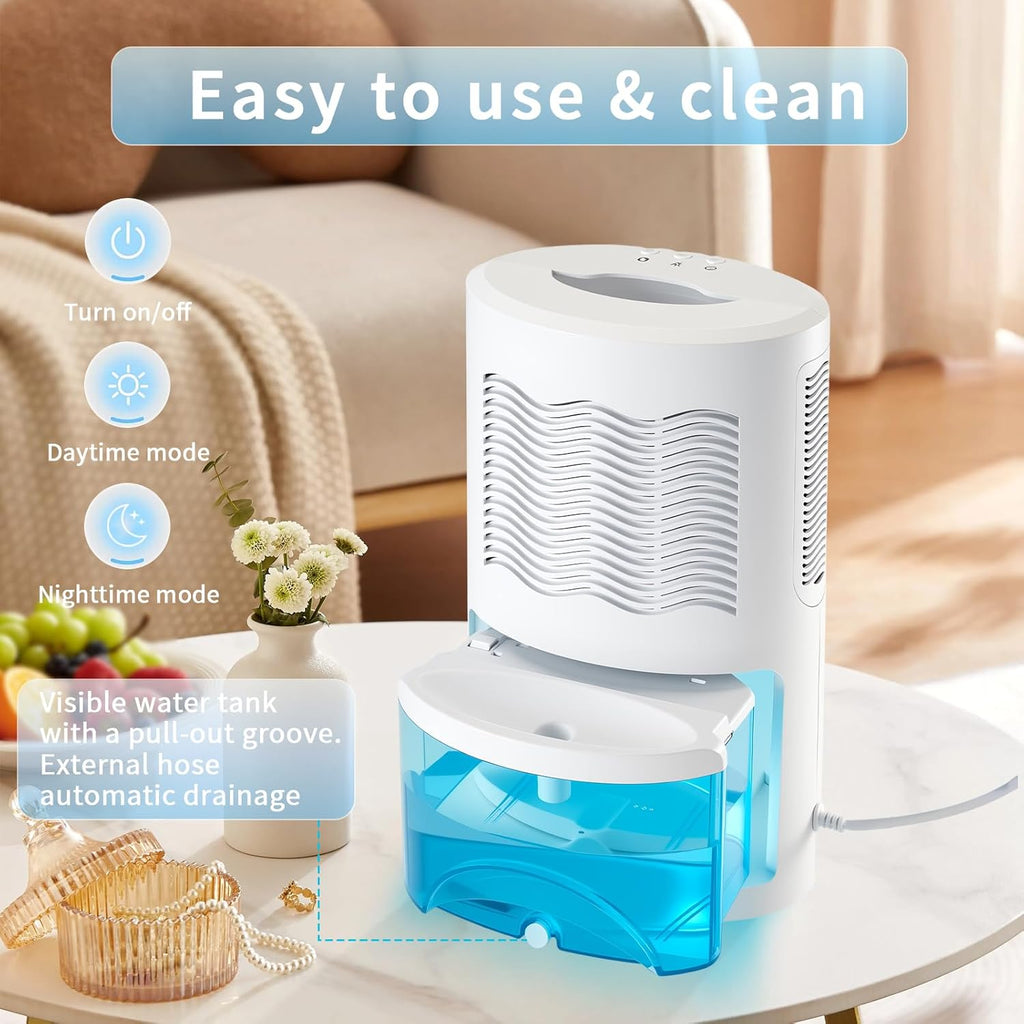 Small Dehumidifier for Bedroom up to 1000 Sq.Ft with Drain Hose, 68 OZ, Auto Shut-Off