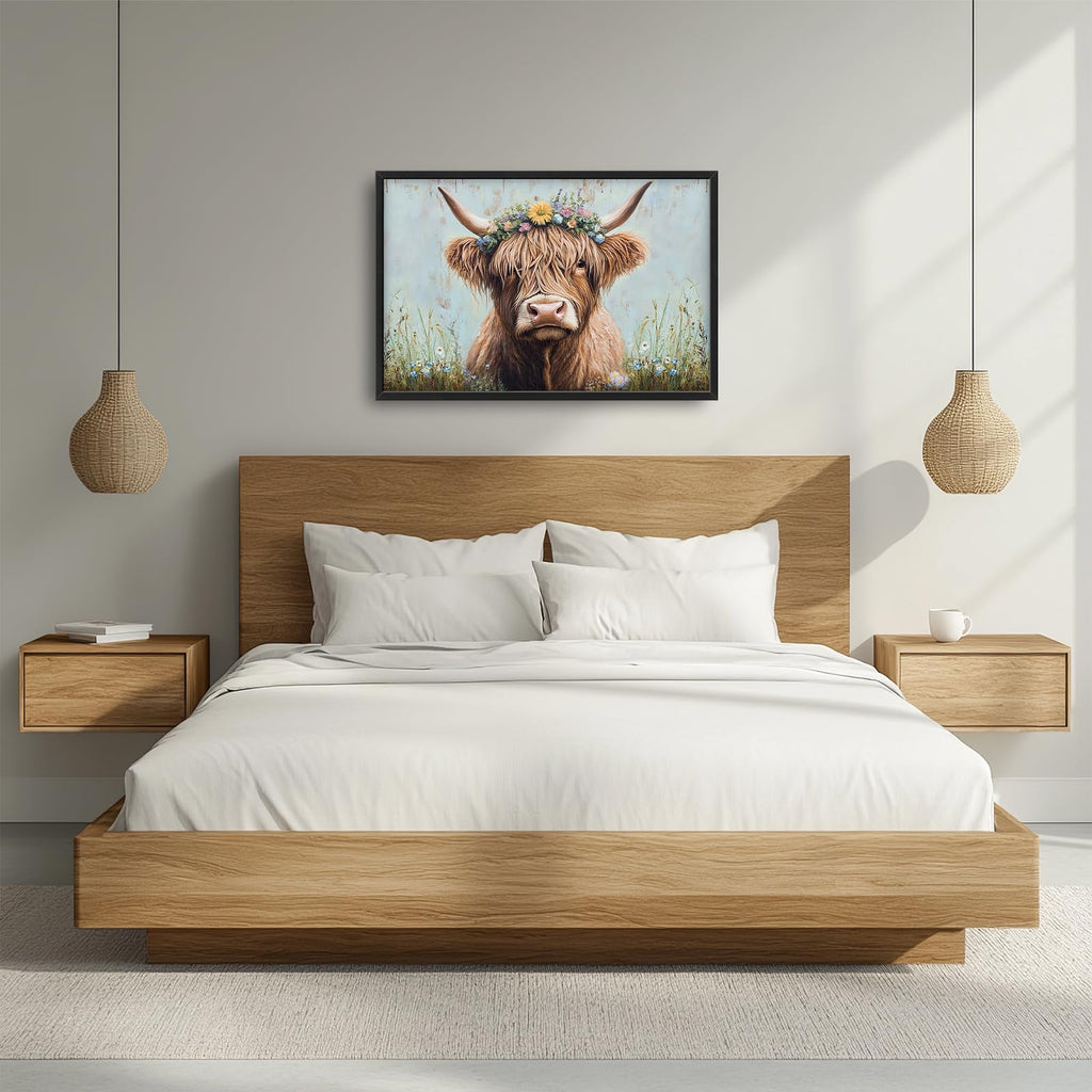 Large Highland Cow Pictures Wall Art 36''x24''