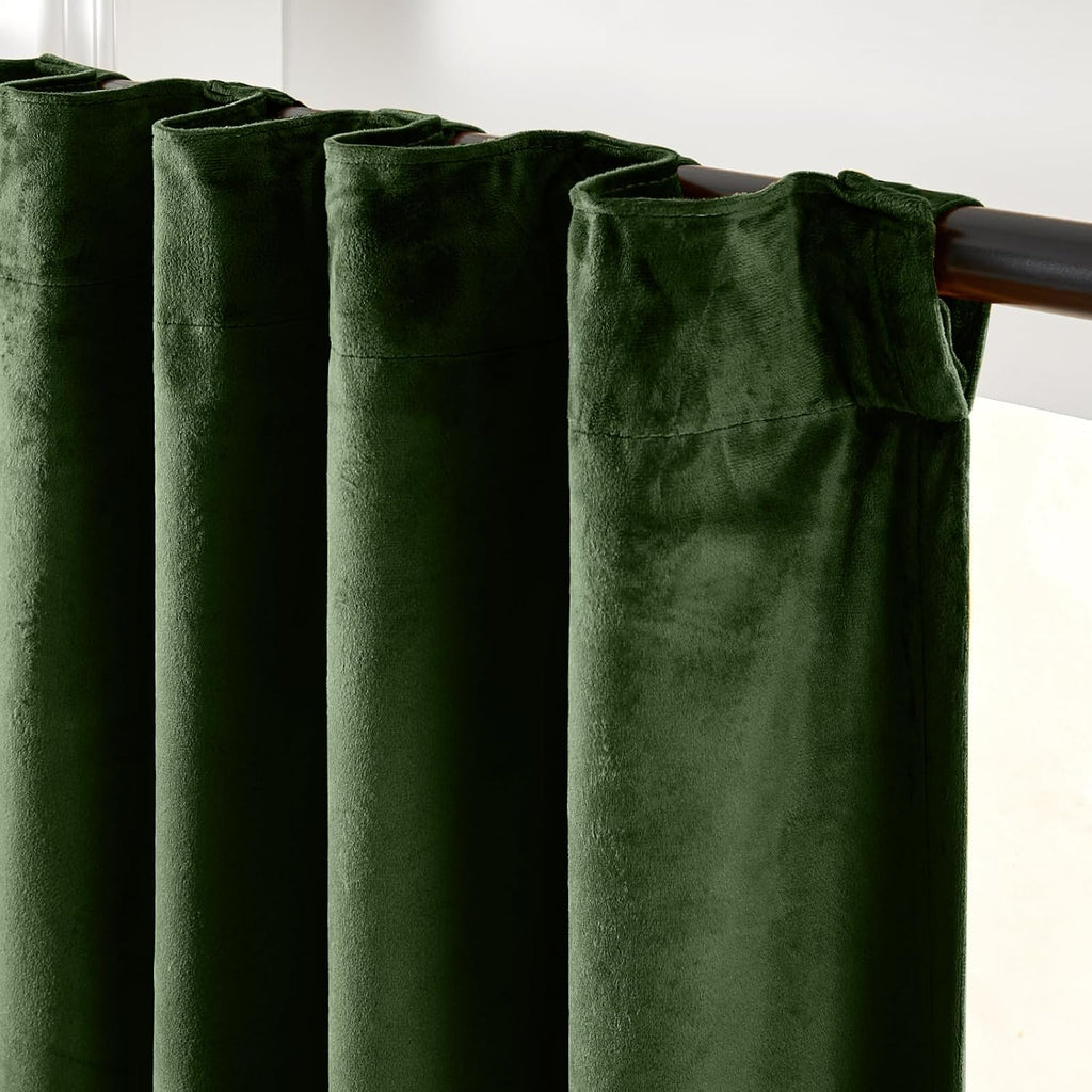 Blackout Moss Earthy Curtains Luxury Back Tab 52×84 Inch 2 Panels