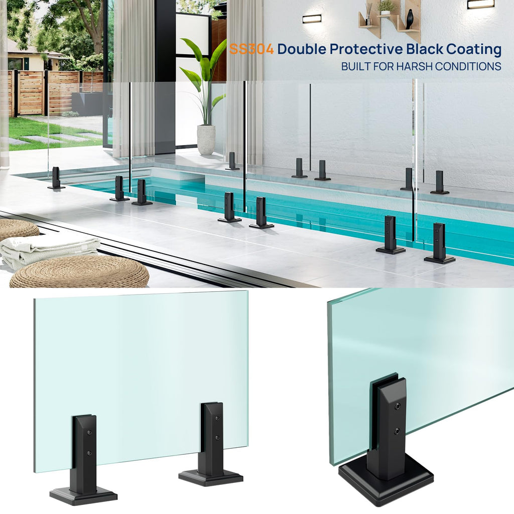 20 Pack Frameless Glass Railing Spigots, 304 Stainless Steel Black