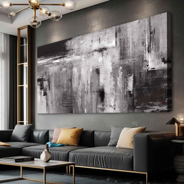 Large Abstarct Wall Art, Black And White Pictures, 29x58 In