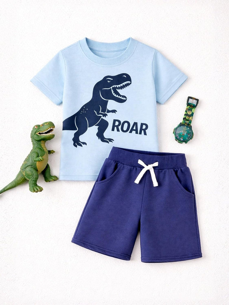 Toddler Boy Summer Outfit Set 2 Piece Short Sleeve T Shirt and Short Soft Breathable Cotton Clothing Sets