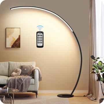 75 inch Dimmable LED Arc Floor Lamp with Foot and Remote Control, 3 Color Temperatures, 3000K-6000K Whites