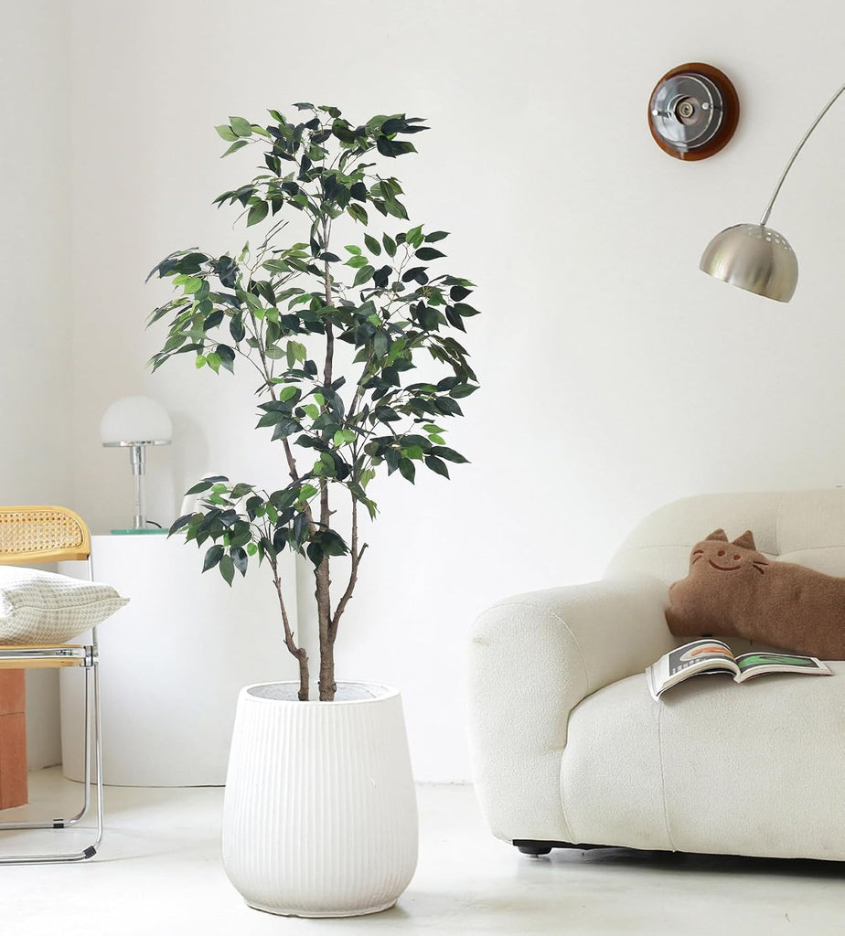 Artificial Ficus Tree 5Ft Faux Plant with Livelike Leaves Decor