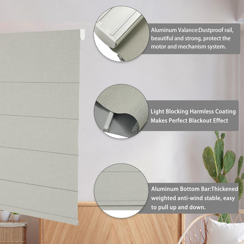 Smart Motorized Roman Shades Blackout Blinds Remote Control Automatic for Indoor Windows Door Custom Black Out Room
