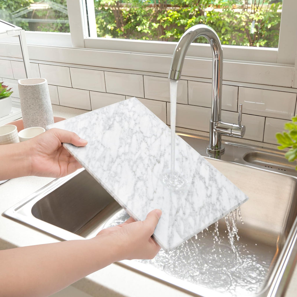 8 x 12 Inches Marble Cutting Board, Stone Cutting Board with Non-Slip Feet Countertop, Rectangular Serving Slab