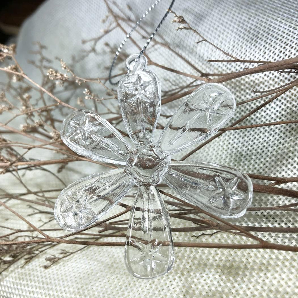 Clear Glass Snowflake Ornament Winter Christmas Tree Hanging Decorations (12 Pieces).